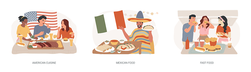 Image showing National cuisine isolated concept vector illustration set.