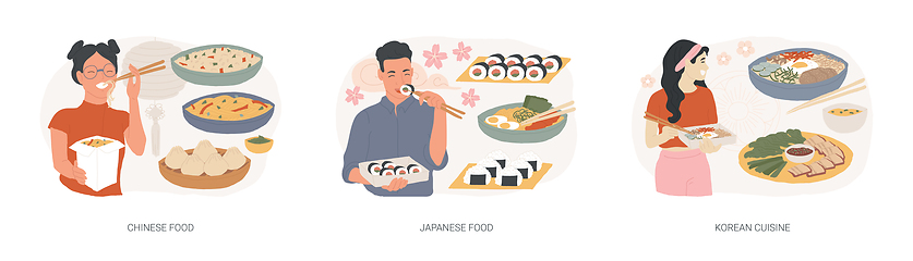 Image showing Asian food isolated concept vector illustration set.