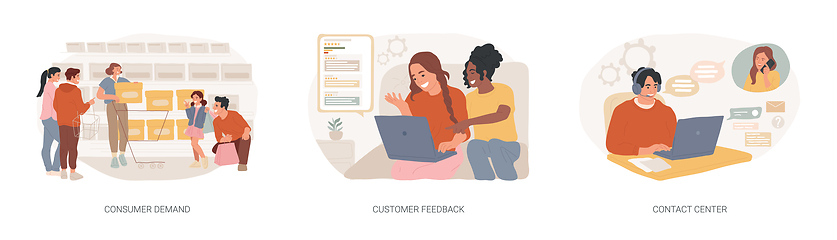 Image showing Customer relationship management isolated concept vector illustration set.