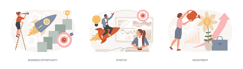 Image showing Entrepreneurship isolated concept vector illustration set.