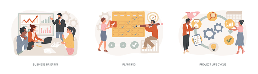 Image showing Project management isolated concept vector illustration set.