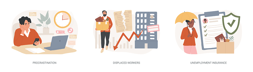 Image showing Business termination isolated concept vector illustration set.