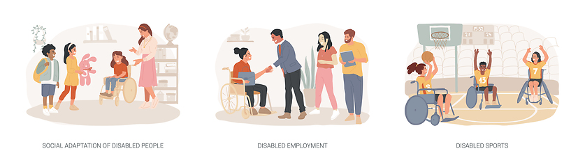 Image showing Inclusive social environment isolated concept vector illustration set.