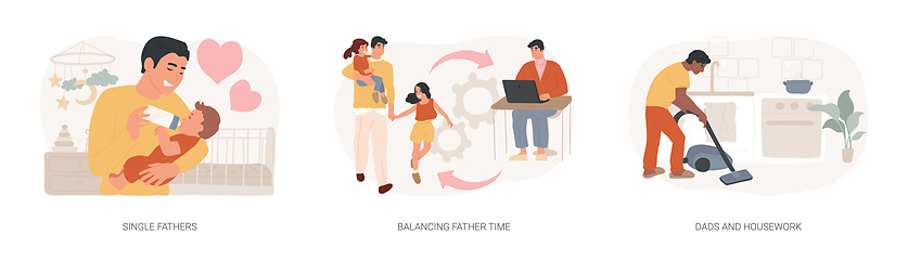 Image showing Fatherhood isolated concept vector illustration set.