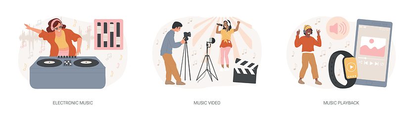 Image showing Music industry isolated concept vector illustration set.