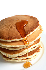 Image showing Pancakes and maple syrup