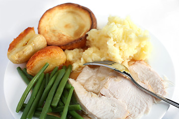 Image showing Festive turkey dinner