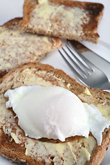 Image showing Poached egg on toast