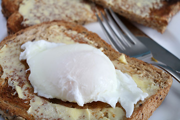 Image showing Poached egg on toast