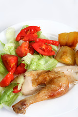 Image showing Roast chicken dinner with salad