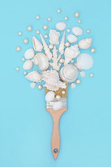 Image showing Surreal Art Seashell and Pearl Paintbrush Design