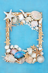 Image showing Pearl and Sea Shell Decorative Background Border