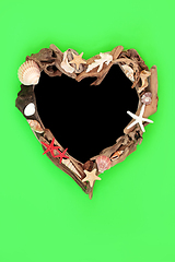 Image showing Seashell and Driftwood Heart Shape Wreath  