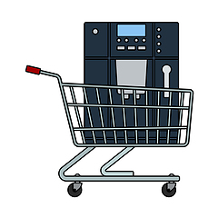 Image showing Shopping Cart With Cofee Machine Icon