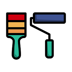 Image showing Icon Of Construction Paint Brushes