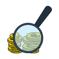 Image showing Magnifying Over Coins Stack Icon