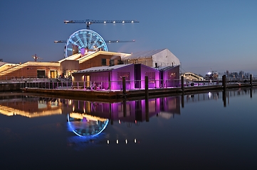 Image showing night view on the embankment of the Baltic Sea in the center of 