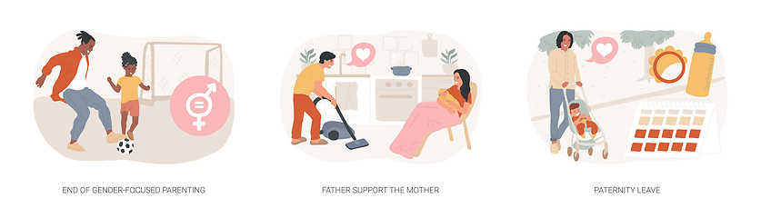 Image showing Parenting role isolated concept vector illustration set.