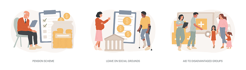 Image showing Social care isolated concept vector illustration set.