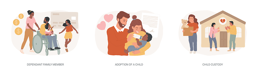 Image showing Family law isolated concept vector illustration set.