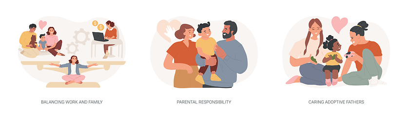 Image showing Happy family isolated concept vector illustration set.