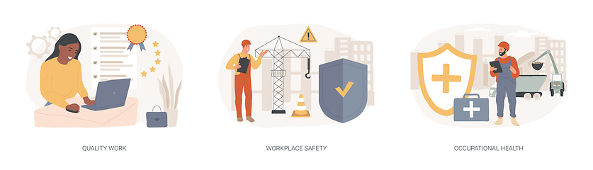 Image showing Working environment isolated concept vector illustration set.