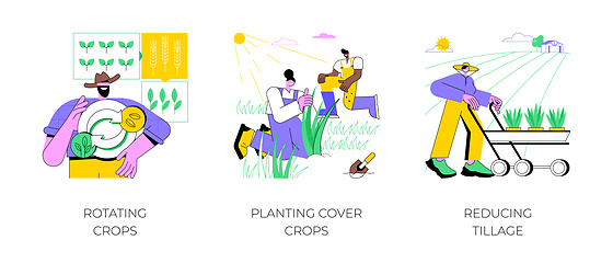 Image showing Sustainable agriculture practices isolated cartoon vector illustrations.