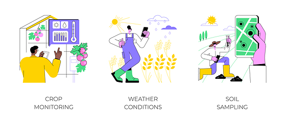 Image showing Sensors use in agriculture isolated cartoon vector illustrations.