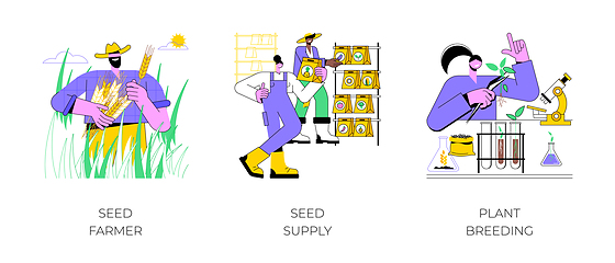 Image showing Seeds and plant breeding isolated cartoon vector illustrations.