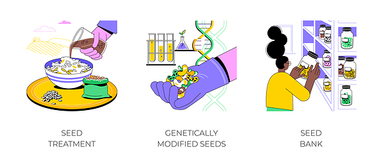 Image showing Seed treatment and modification isolated cartoon vector illustrations.