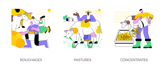 Image showing Feeds for livestock isolated cartoon vector illustrations.