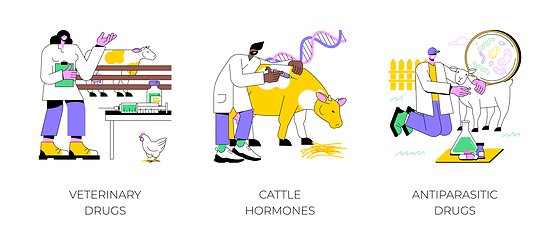 Image showing Drugs for livestock isolated cartoon vector illustrations.