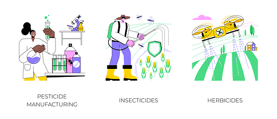 Image showing Use of pesticides isolated cartoon vector illustrations.