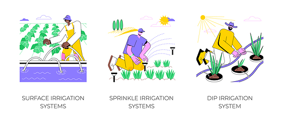 Image showing Irrigation systems isolated cartoon vector illustrations.