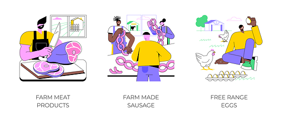 Image showing Farm products isolated cartoon vector illustrations.