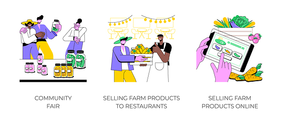 Image showing Farm products distribution isolated cartoon vector illustrations.