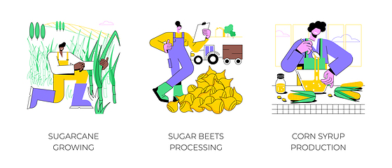 Image showing Sugar production isolated cartoon vector illustrations.