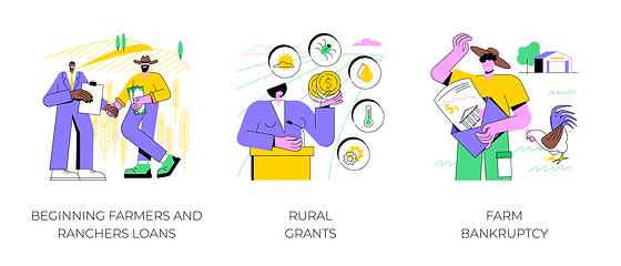 Image showing Farm loans isolated cartoon vector illustrations.