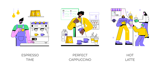 Image showing Coffee culture isolated cartoon vector illustrations.