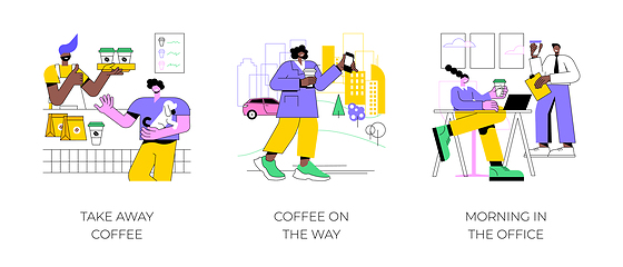 Image showing Morning coffee isolated cartoon vector illustrations.