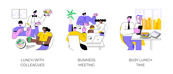 Image showing Business lunch isolated cartoon vector illustrations.