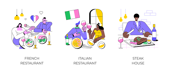 Image showing Dinner out isolated cartoon vector illustrations.