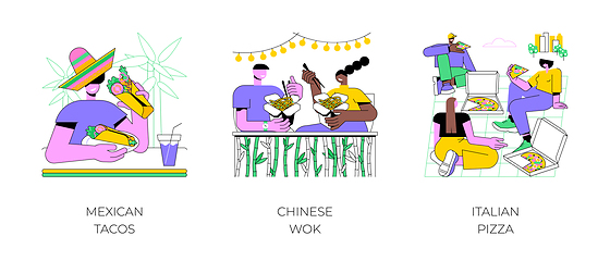 Image showing Street food isolated cartoon vector illustrations.