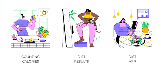 Image showing Weight loss program isolated cartoon vector illustrations.