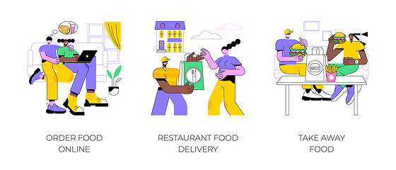 Image showing Buying food online isolated cartoon vector illustrations.