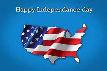 Image showing Banner, USA and independence day with American flag of graphic, poster or billboard on a blue or abstract background. Empty, mockup space or text with pattern, stars or stripe of America or country