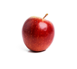 Image showing Apple, food and wellness with red fruit in studio isolated on white background for diet, health or nutrition. Sustainability, vitamins and minerals with organic produce for detox or weightloss