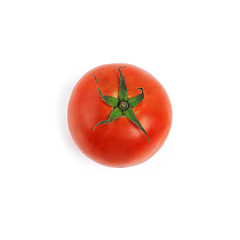 Image showing Tomato, red and vegetable with natural nutrition, healthy food or eating on a white studio background. Top view of raw organic fruit, produce or vegan meal with snack for sustainability on mockup