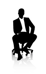 Image showing Professional, sitting and silhouette of businessman by white background with ambition in corporate job. Entrepreneur, working and chair in startup company, growth and abstract for pride in career
