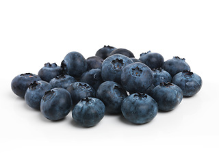 Image showing Blueberry, bunch and pile with natural fruit for vegetarian, vitamins or nutrition on a white studio background. Closeup of organic ingredients for sustainability, diet or healthy food on mockup